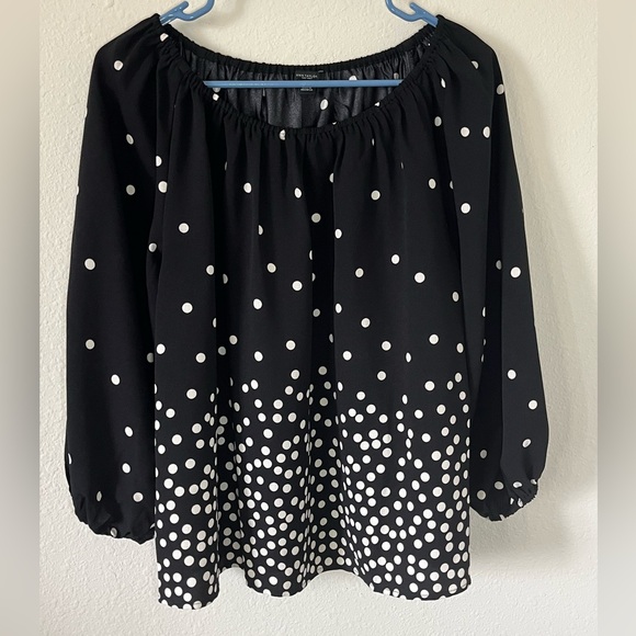 Ann Taylor Factory b&w Polka Dot Blouse, Size M - Picture 1 of 5